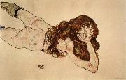 Egon Schiele Female Nude Lying on  Her Stomach oil painting reproduction